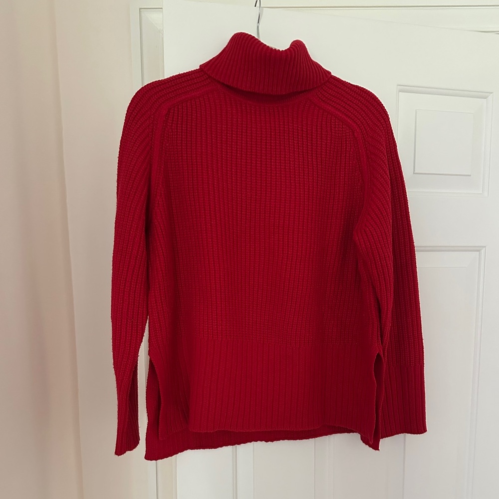 Bright Red Knit Women's Turtleneck Sweater
